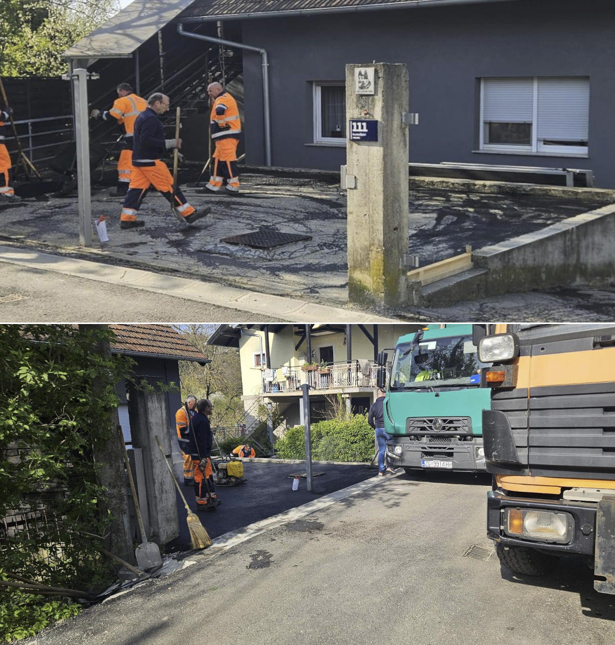 djelatnici Zagrebačkih cesta uređuju privatno dvorište