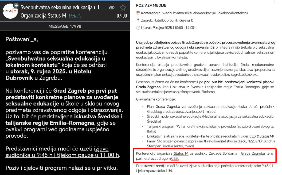 poziv na konferenciju Statusa M i CESI-a